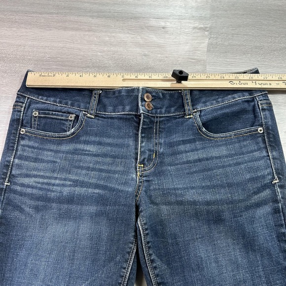 American Eagle Artist Jeans Womens 12 Tall Blue Stretch Flare Bootcut Denim - Picture 9 of 15